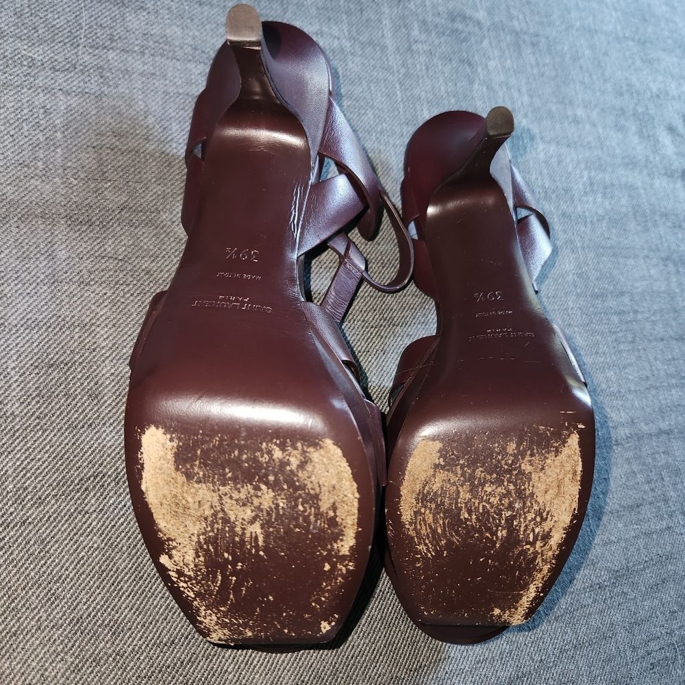 Yves Saint Laurent Paris YSL Tribute Women’s Platform Heel Burgandy Size 9.5 - Picture 4 of 10